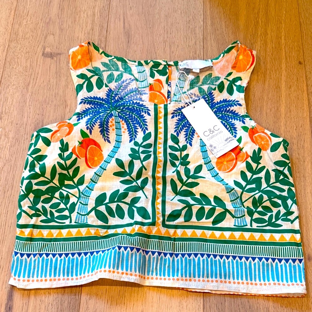 C&C California Multicolor Leaf Print Top